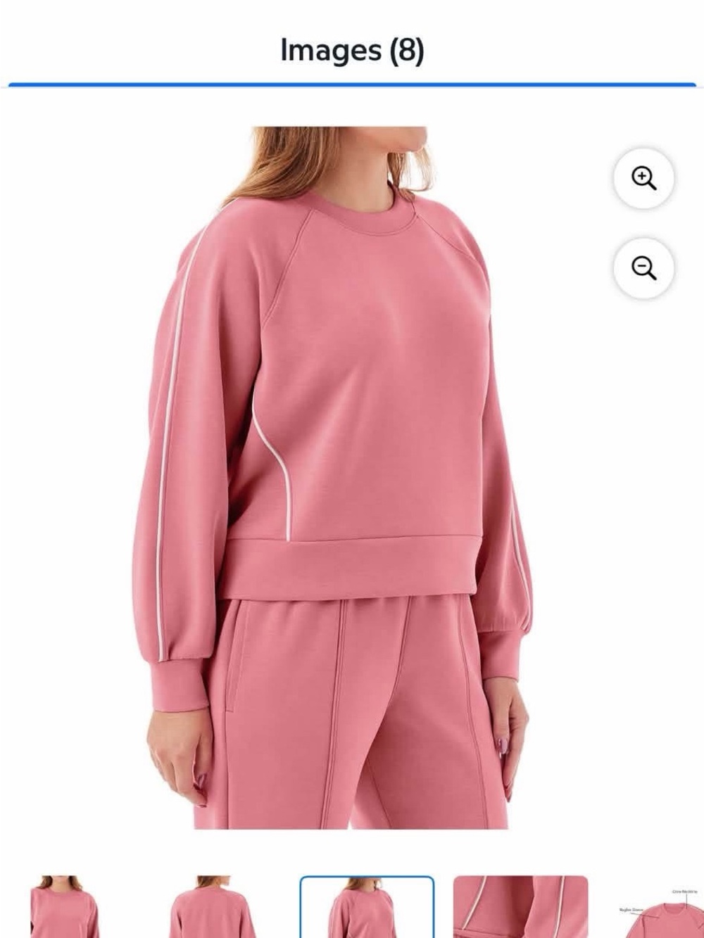 Casual Pink Crewneck Sweatshirt with Contrast Piping